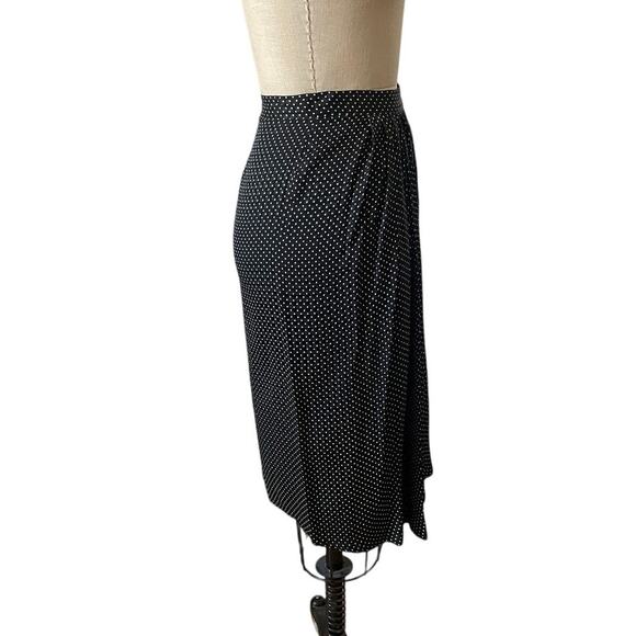 Vintage Anne Klein II Black & White Polka Dot 100% Silk Skirt Set Size Medium - Picture 5 of 9